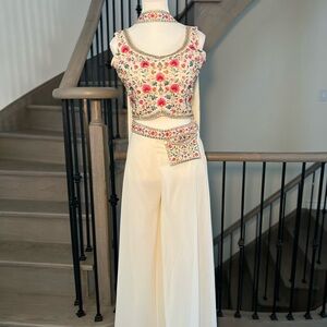Indian Fusion Sharara/Pants with Crop Top and sleek Dupatta.
